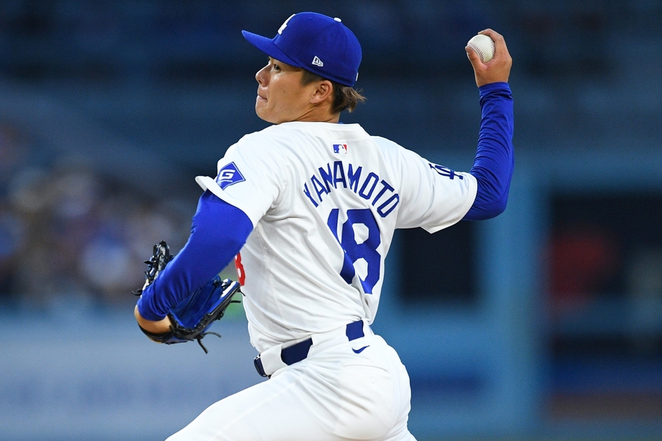 6月15日のロイヤルズ戦以来となる実戦復帰を果たした山本由伸。(C)Getty Images