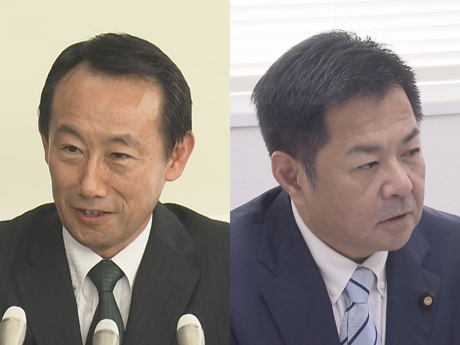 江崎禎英さん(左)と渡辺猛之参院議員(右)