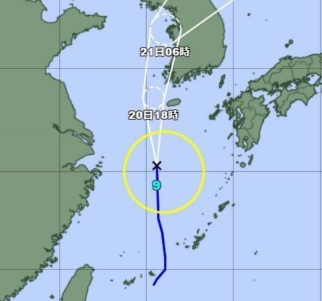 台風9号の経路図（気象庁HPより）