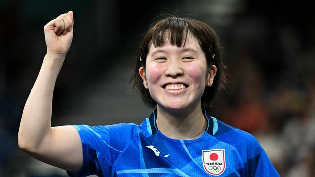 ベスト8入りを決めた平野美宇選手(写真：AFP＝時事通信)