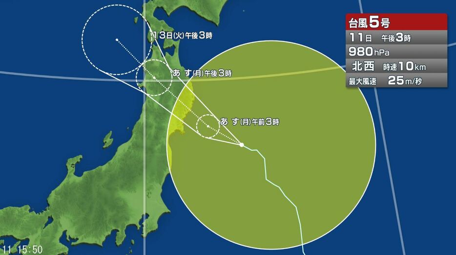 台風5号の進路予想図