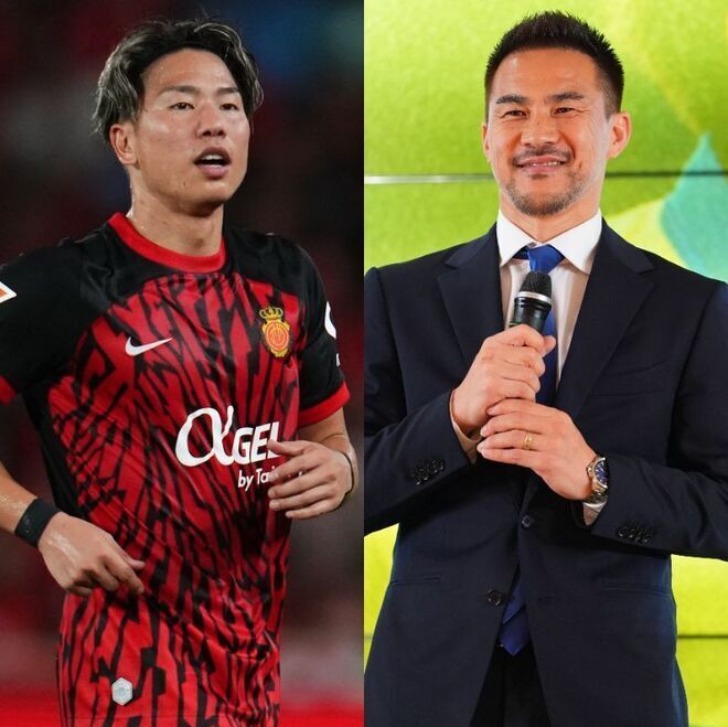 浅野と岡崎氏が再会を果たした。写真：田中研治（サッカーダイジェスト写真部）、(C)Getty Images