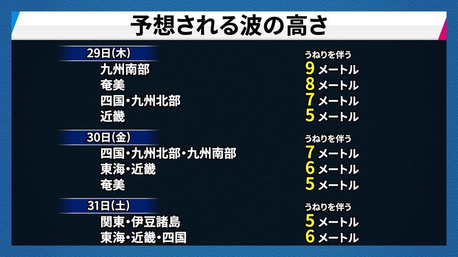 予想される波の高さ