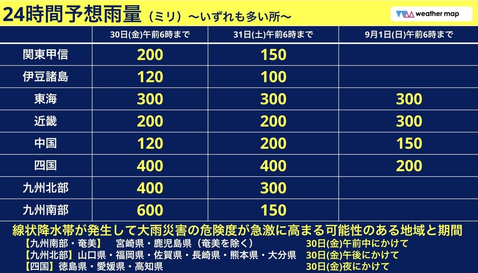 24時間予想雨量
