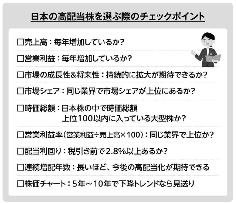 日本の高配当株を選ぶ際のチェックポイント