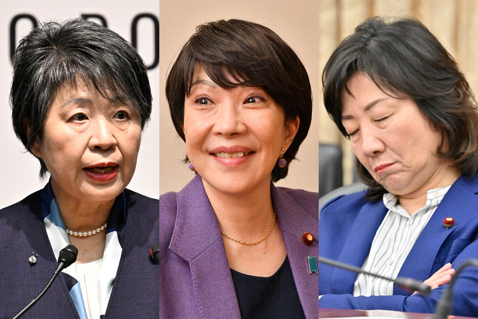 出馬なるか（左から上川氏、高市氏、野田氏）