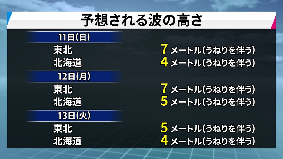 予想される波の高さ