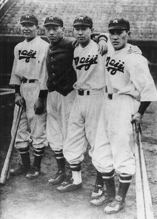 左から杉浦清、吉田正男、村上重夫、恒川道順（1938年）