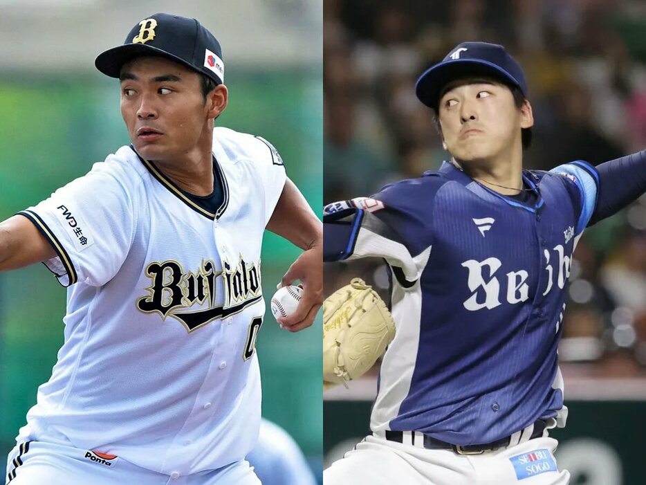 オリックス・佐藤一磨（写真：ベースボールキング）、西武・隅田知一郎 (C)Kyodo News