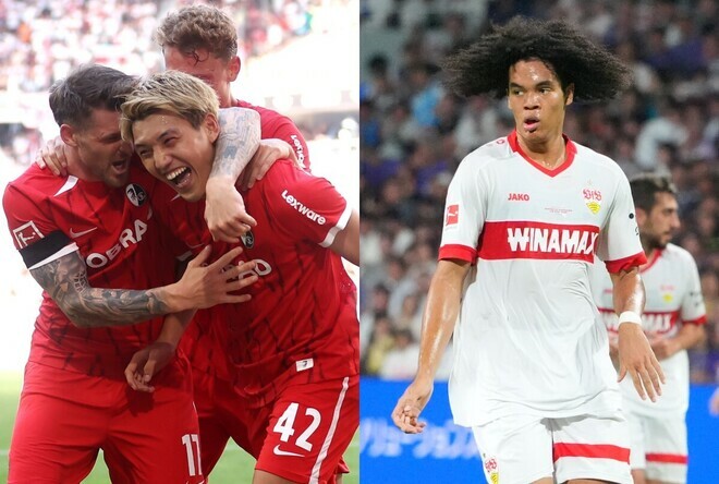 ブンデス開幕節に出場した堂安（左）とチェイス（右）。(C)Getty Images／田中研治（サッカーダイジェスト写真部）