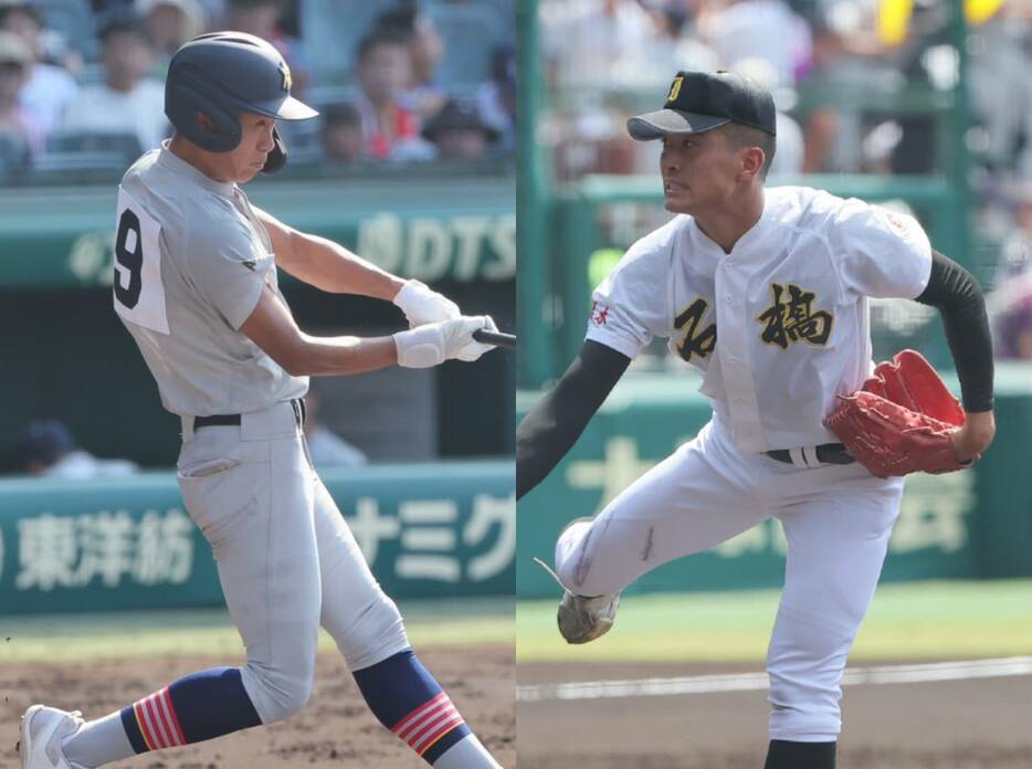 青森山田・佐藤 洸史郎外野手（左）と石橋・入江 祥太投手（右）