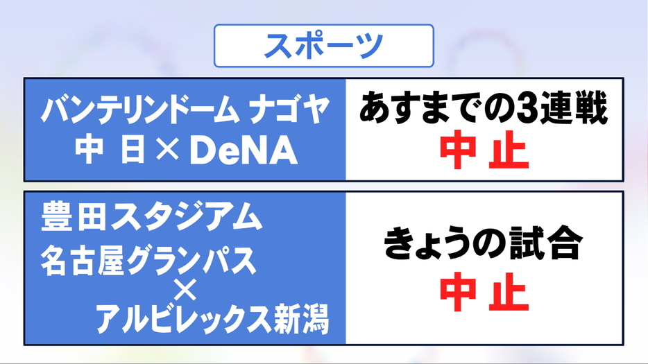 台風10号の影響でイベント等の中止相次ぐ