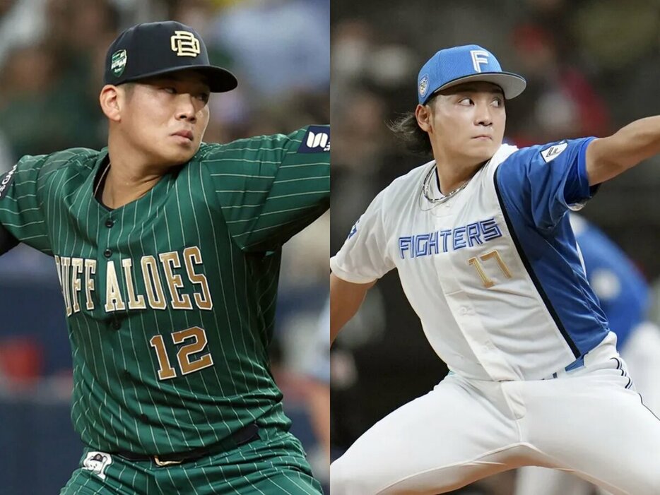 オリックス・山下舜平大、日本ハム・伊藤大海 (C)Kyodo News