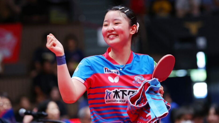 写真：張本美和（木下アビエル神奈川）/提供：T.LEAGUE/アフロスポーツ