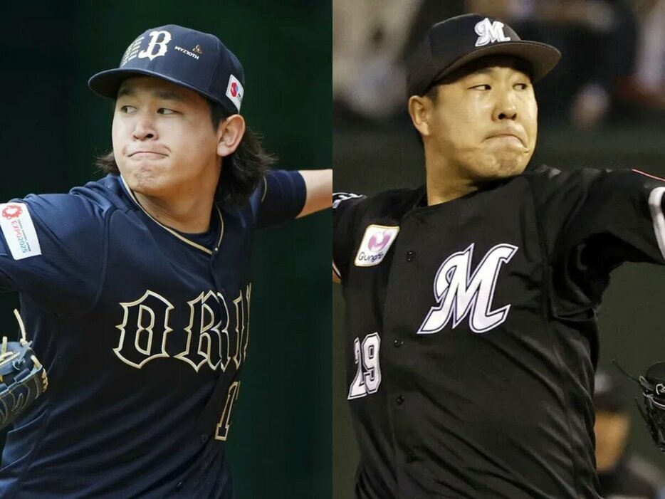 オリックス・宮城大弥、ロッテ・西野勇士(C)Kyodo News