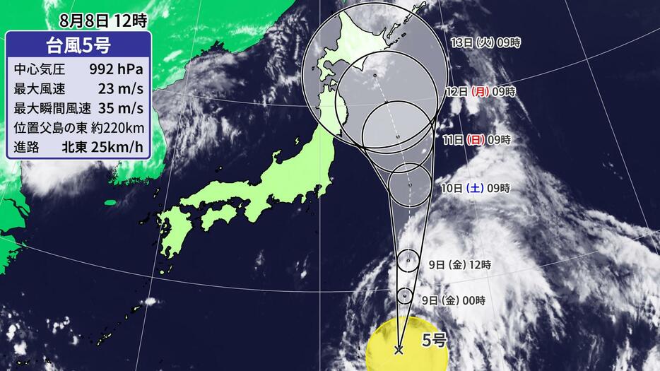 台風5号の進路予想