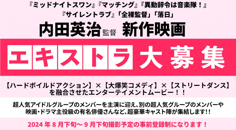 内田英治監督の新作映画がボランティアエキストラを募集