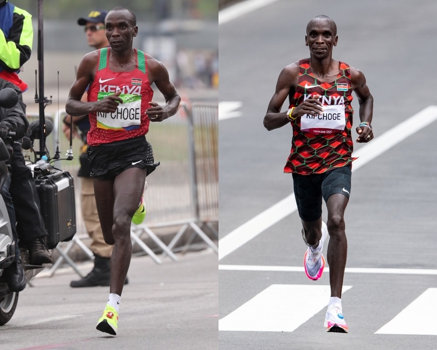 リオ五輪（左）と東京五輪（右）の男子マラソンで連覇