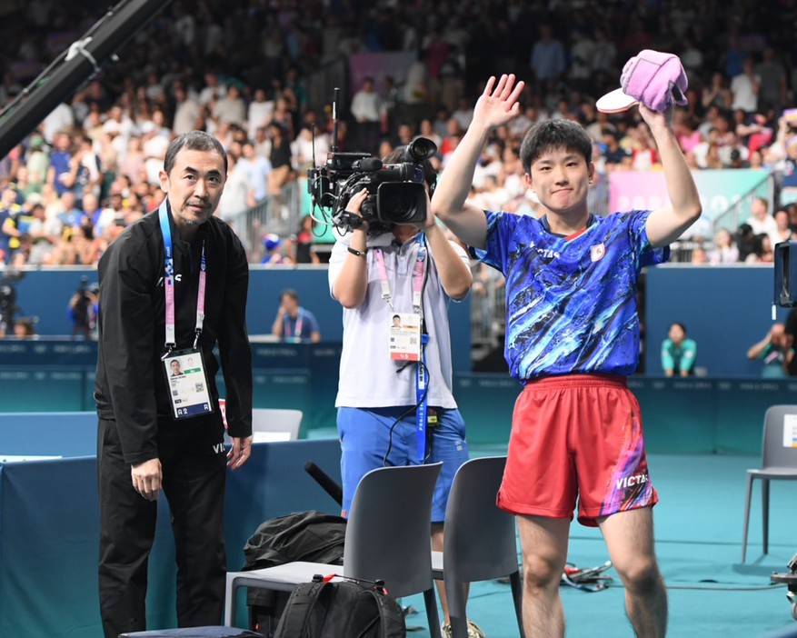 8強入りを決めた張本（Photo：ITTF／ONDA）