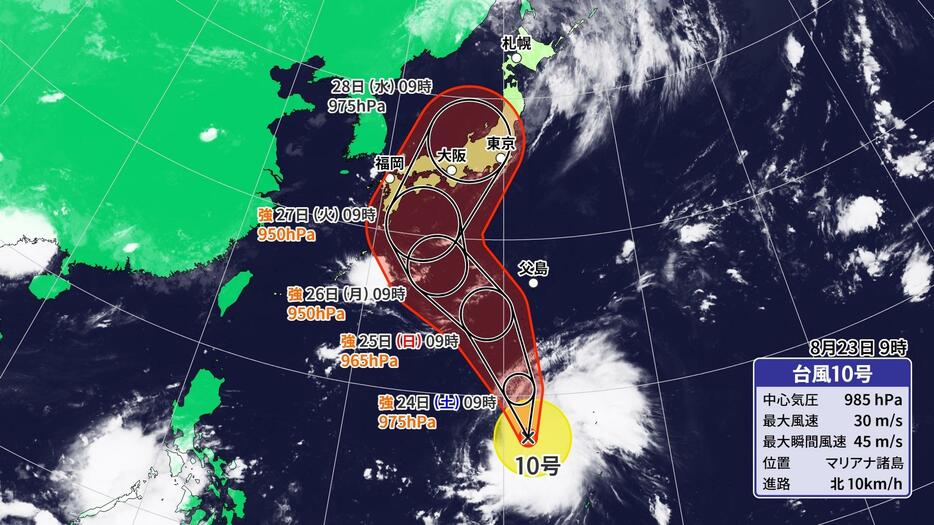 台風10号の進路予想図