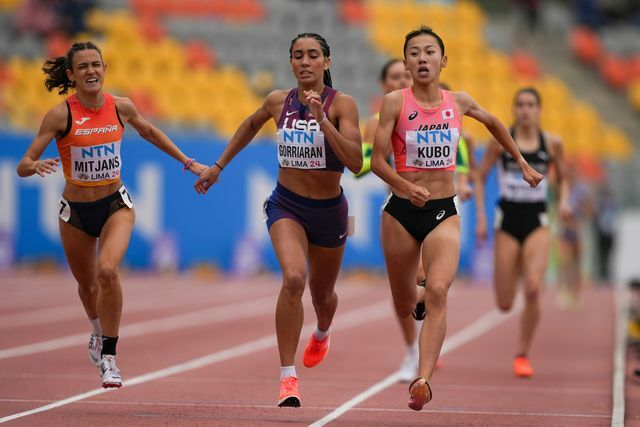 準決勝全体トップで駆け抜けた久保凛選手(写真：AP/アフロ)