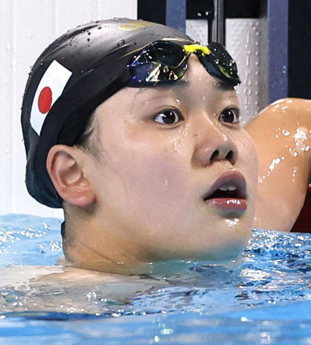 パリ五輪女子100メートルバタフライ決勝　レースを終えた平井瑞希＝7月、パリ郊外（共同）