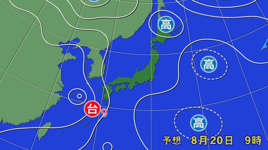 台風9号の予想進路