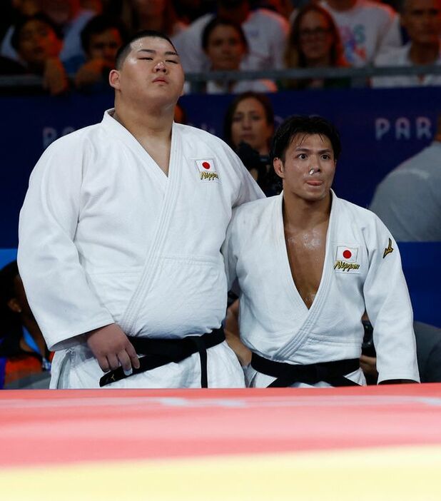 柔道混合団体の決勝に挑んだ斉藤立選手と阿部一二三選手(写真：ロイター/アフロ)