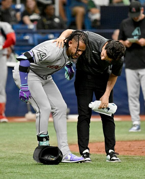 足首を故障しILリスト入りしたダイヤモンドバックスのマルテ選手(写真：AP/アフロ)