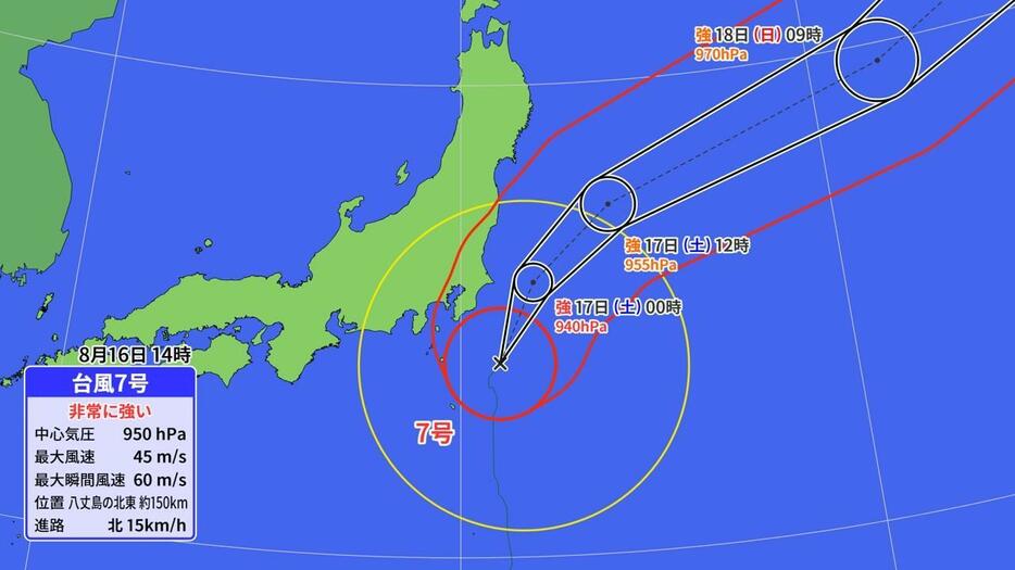 台風7号の予想進路