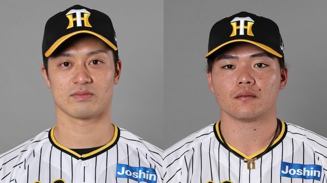 阪神坂本誠志郎選手(左)と小野寺暖選手(右)