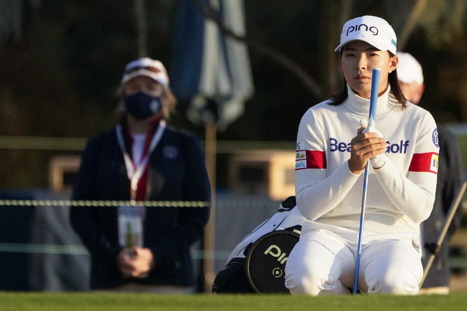 渋野は3日目も首位をキープ。史上5人目の全米女子OP初出場初優勝を狙って最終日に向かう(写真・AP／アフロ）