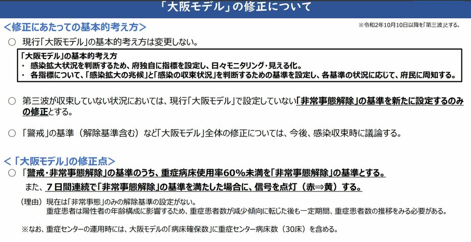 [資料]「大阪モデル」の修正について（大阪府公式サイトから）