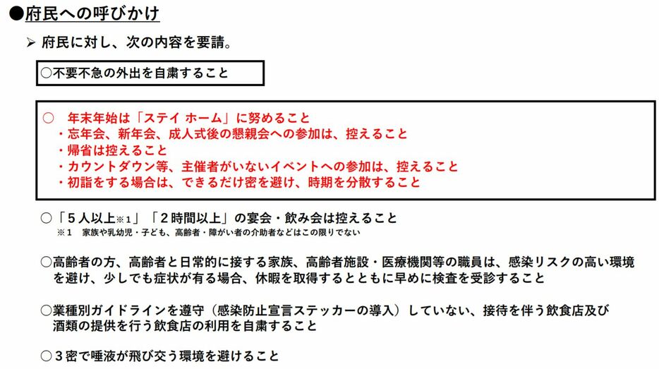 [資料]府民へのよびかけについて（大阪府公式サイトから）