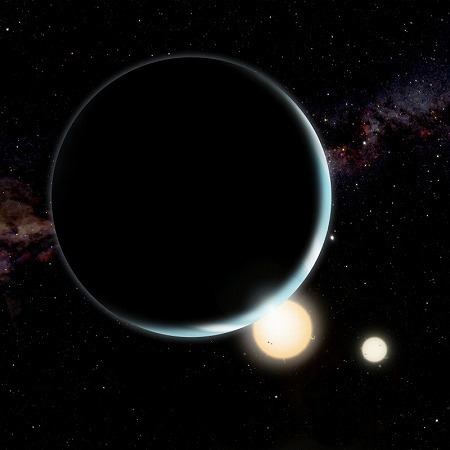 [図]2つの“太陽”を持つ周連星惑星（提供：David A. Aguilar， Harvard-Smithsonian Centre for Astrophysics）