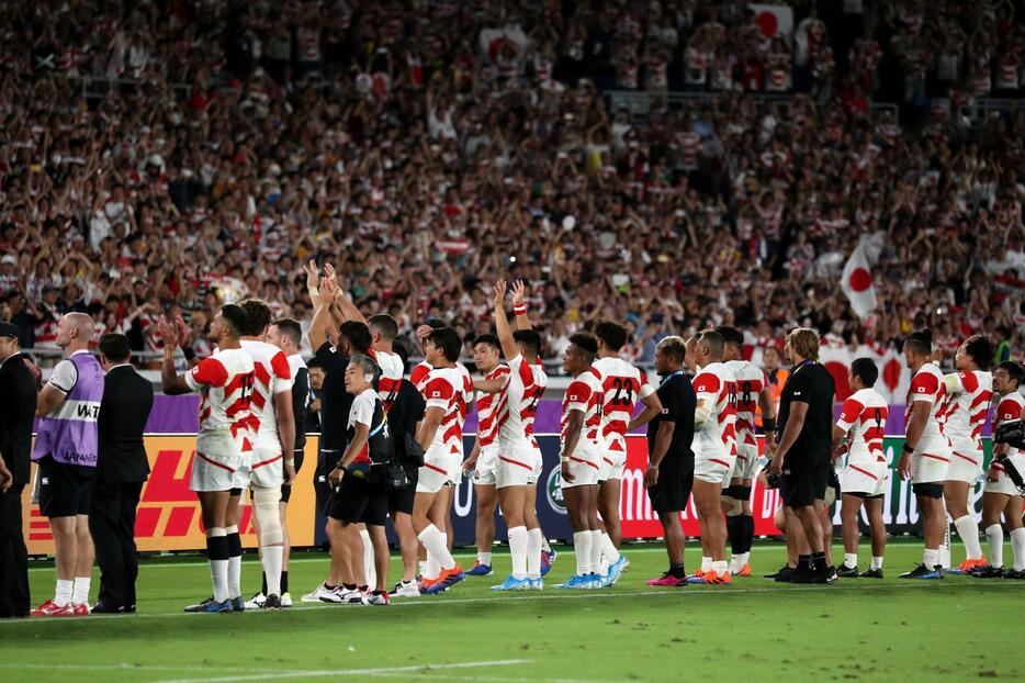 日本は4戦全勝で史上初の8強進出。日本ラグビーの歴史を塗り替えた（写真：青木紘二/アフロスポーツ）
