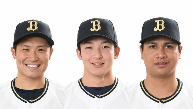 左から、阿部翔太投手、山崎颯一郎投手、宇田川優希投手