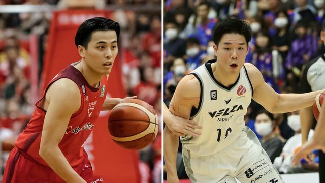 (左から)千葉J・富樫勇樹選手、長崎・馬場雄大選手(C)B.LEAGUE