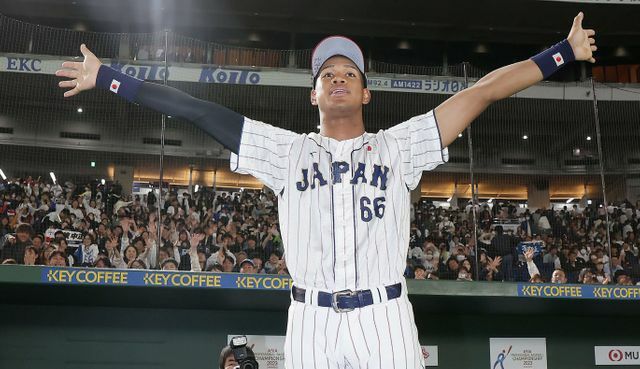 侍ジャパンの万波中正(写真:日刊スポーツ/アフロ)