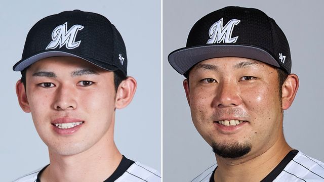 佐々木朗希投手（左）、大下誠一郎選手（右）（C）千葉ロッテマリーンズ