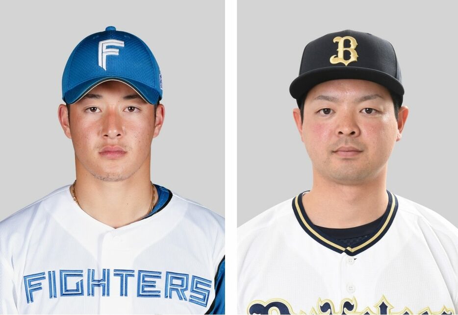 日本ハムの吉田輝星投手（左）、オリックスの黒木優太投手