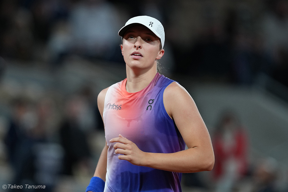 ファンの観戦マナーに言及した女子世界ランク１位のイガ・シフィオンテク（写真：田沼武男 Photo by Takeo Tanuma）