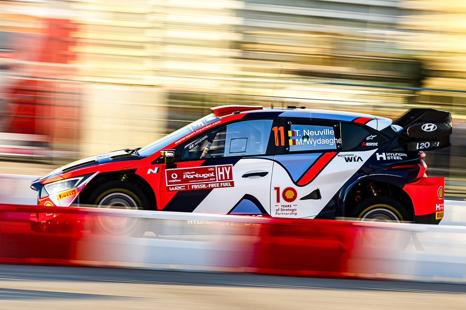 2024年WRC第5戦ラリー・ポルトガル　デイ1を総合首位で終えたティエリー・ヌービル（ヒョンデi20 Nラリー1）