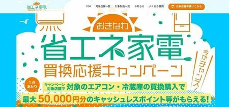 沖縄県が実施する「おきなわ省エネ家電買換応援キャンペーン」のホームページ