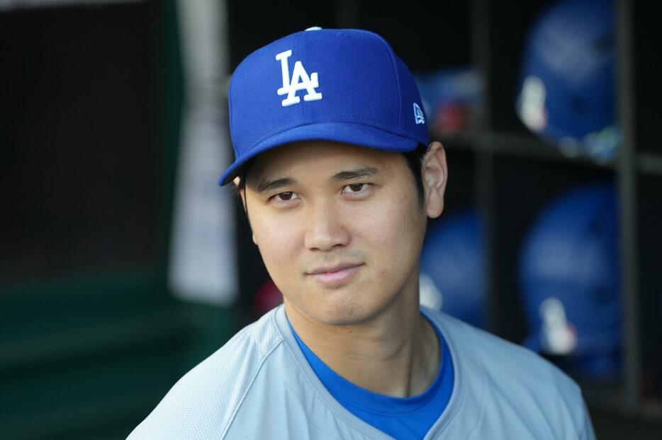 大谷が雨の中ブルペンで投球練習を行った(C)Getty Images