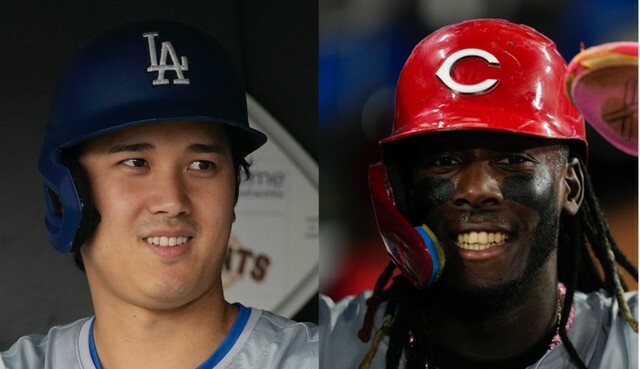 【左】ドジャースの大谷翔平選手【右】レッズのデラクルーズ選手（写真：AP/アフロ）