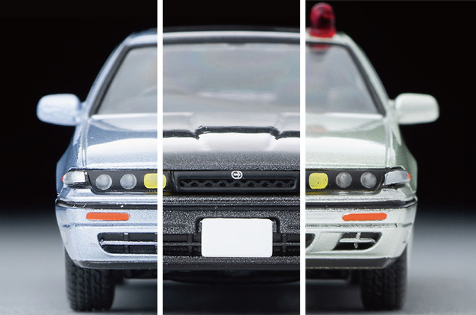写真左から「日産 セフィーロA31型」のパールシルバーカラー、グレーメタリックカラー、“あぶない刑事”仕様。版権元商品化許諾申請済。(c)TOMYTEC