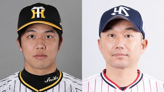 左から才木浩人投手、石川雅規投手