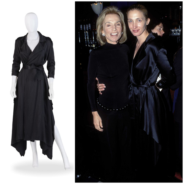左：ヨウジヤマモトの1998年春夏コレクションのドレス。／右：ドレスを着用しているキャロリン・べセット＝ケネディ