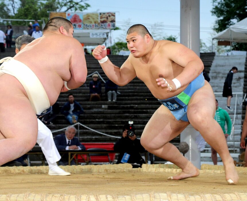 高校相撲金沢大会に出場した中村泰輝（現大相撲、大の里）＝２０１８年５月２０日、卯辰山相撲場